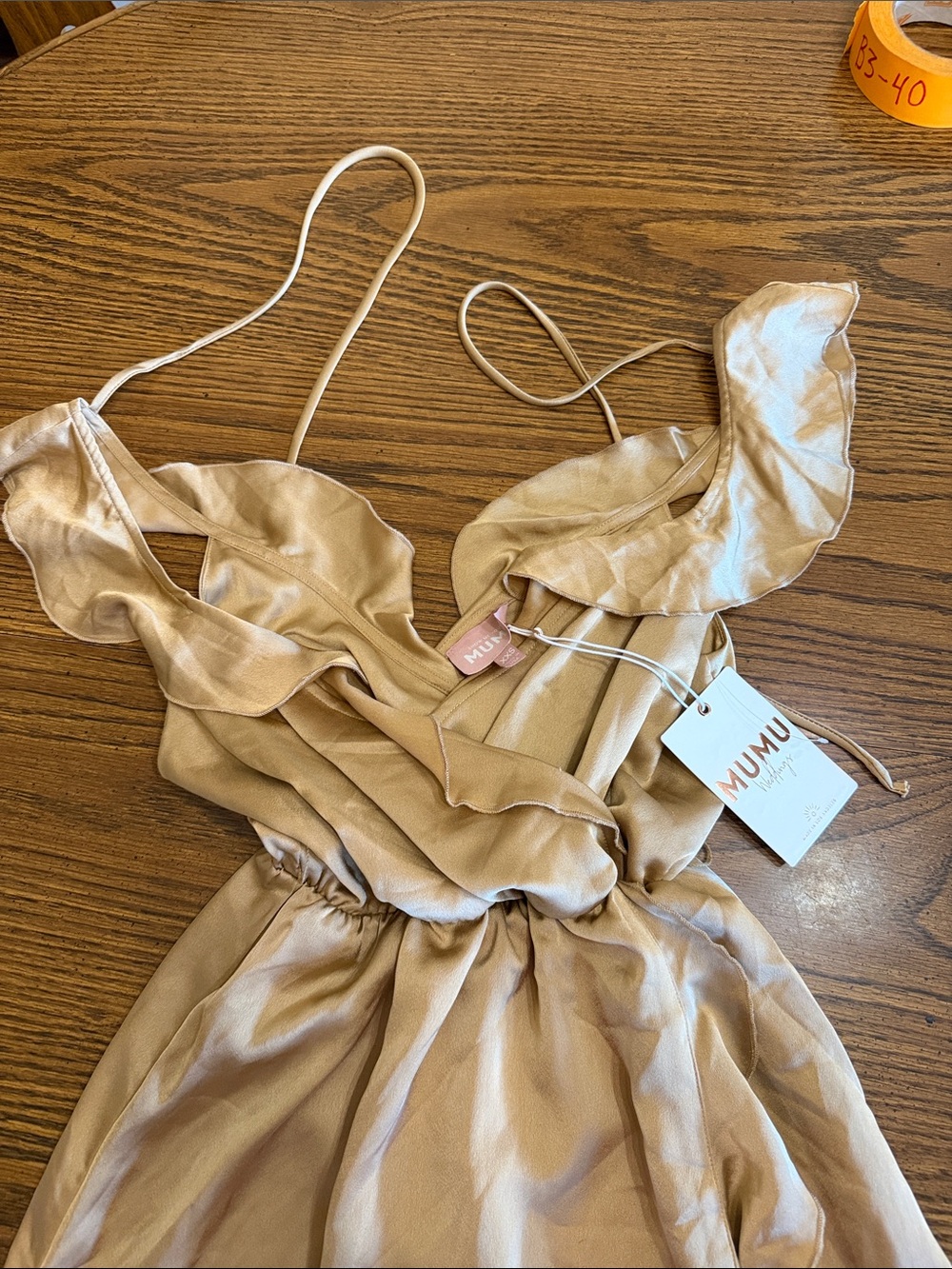 Show Me Your MuMu Champagne Ruffle Slip Dress size xxs NWT